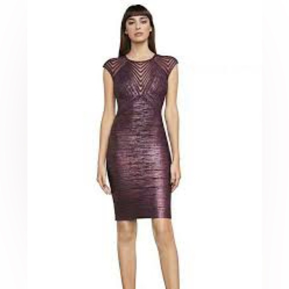 Herve Leger Striking Purple Mini Dress